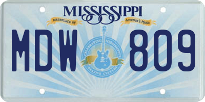 MS license plate MDW809