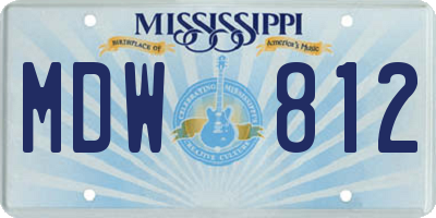MS license plate MDW812