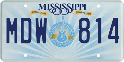 MS license plate MDW814
