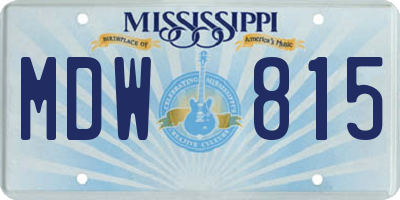 MS license plate MDW815