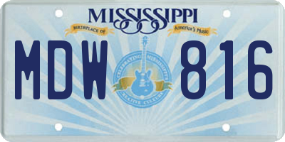 MS license plate MDW816