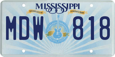 MS license plate MDW818