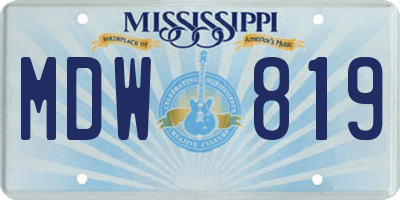 MS license plate MDW819