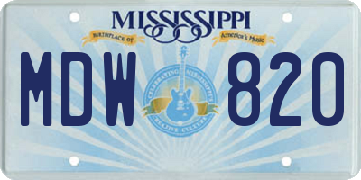 MS license plate MDW820