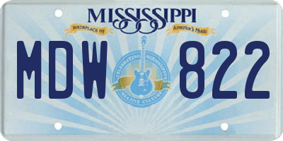 MS license plate MDW822
