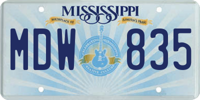 MS license plate MDW835