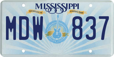 MS license plate MDW837