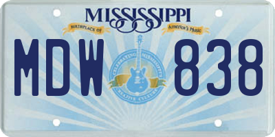 MS license plate MDW838