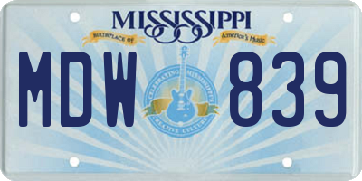 MS license plate MDW839