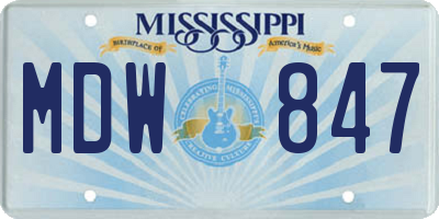 MS license plate MDW847
