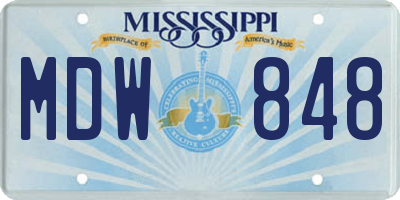 MS license plate MDW848