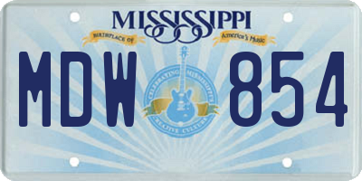 MS license plate MDW854