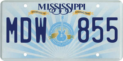 MS license plate MDW855