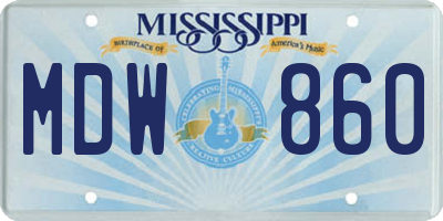 MS license plate MDW860