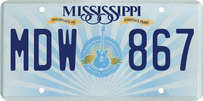 MS license plate MDW867