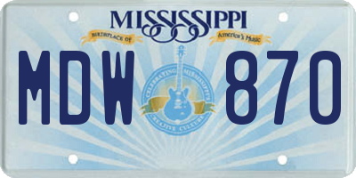 MS license plate MDW870