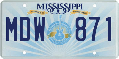 MS license plate MDW871