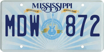 MS license plate MDW872