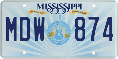 MS license plate MDW874