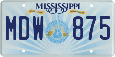 MS license plate MDW875