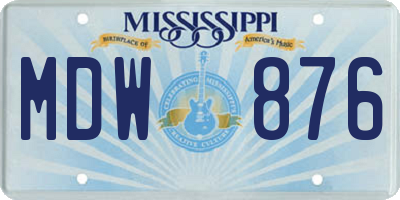 MS license plate MDW876