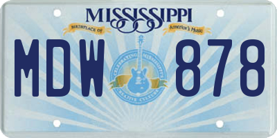 MS license plate MDW878