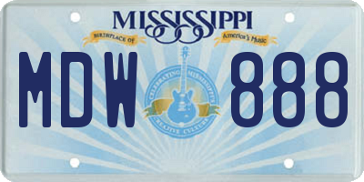 MS license plate MDW888