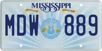 MS license plate MDW889