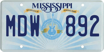 MS license plate MDW892