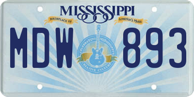 MS license plate MDW893