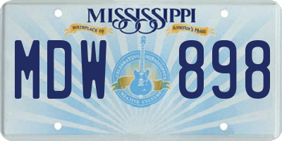 MS license plate MDW898