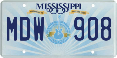MS license plate MDW908