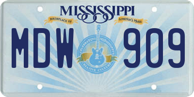 MS license plate MDW909