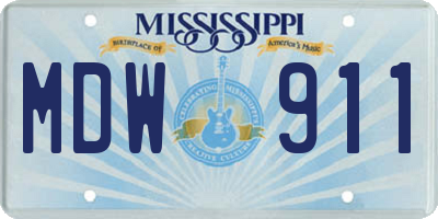 MS license plate MDW911