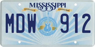 MS license plate MDW912
