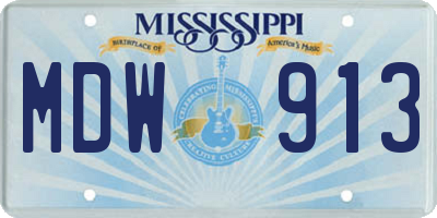 MS license plate MDW913