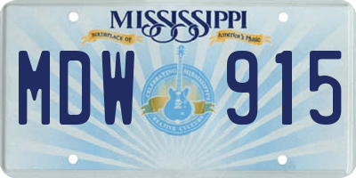 MS license plate MDW915