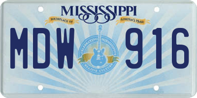MS license plate MDW916