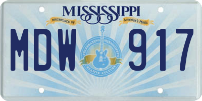 MS license plate MDW917