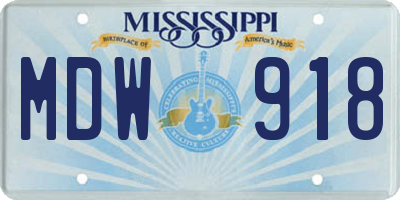 MS license plate MDW918