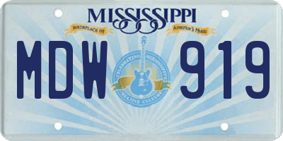 MS license plate MDW919