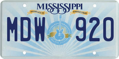 MS license plate MDW920