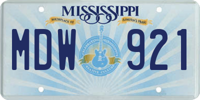 MS license plate MDW921