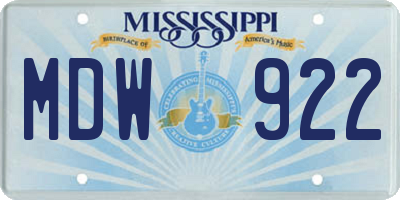 MS license plate MDW922