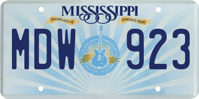 MS license plate MDW923