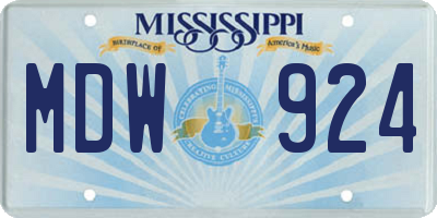 MS license plate MDW924