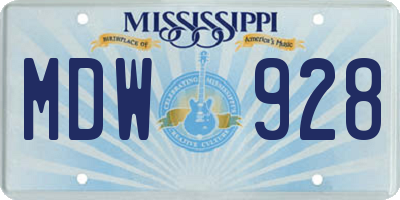 MS license plate MDW928