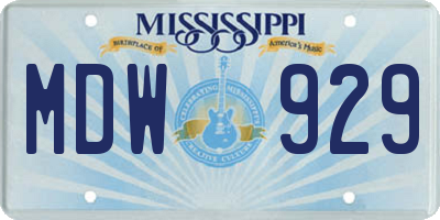 MS license plate MDW929