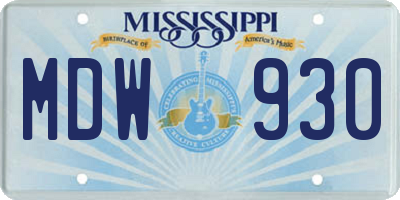 MS license plate MDW930