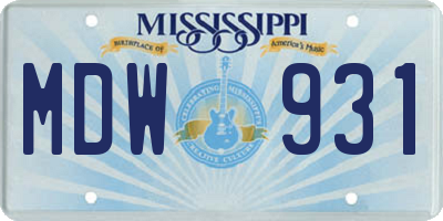 MS license plate MDW931